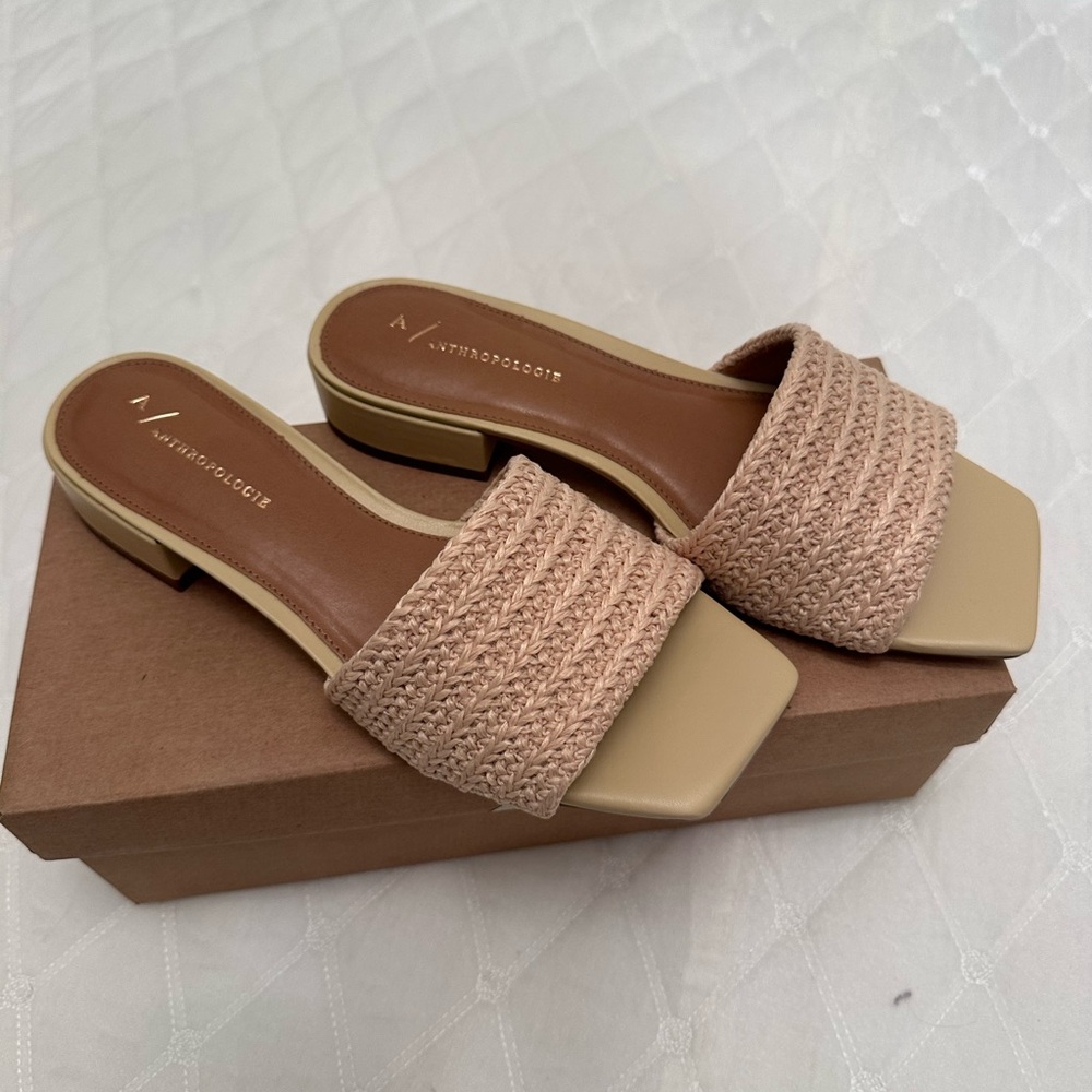 Anthropologie Nude Sandals with Woven Design